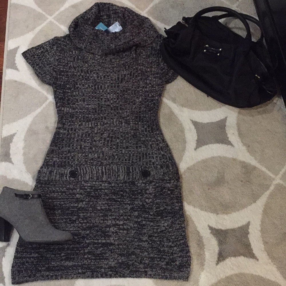 Very cute sweater dress in black and greys